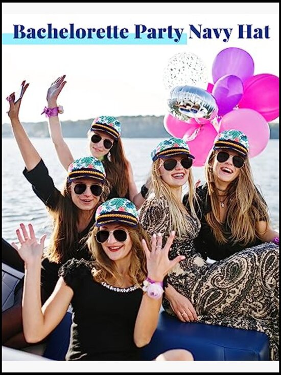 Captain Hat 4pc Sailor Yacht Boat Floral Cap Sunglasses Costume Accessory Party main image 7
